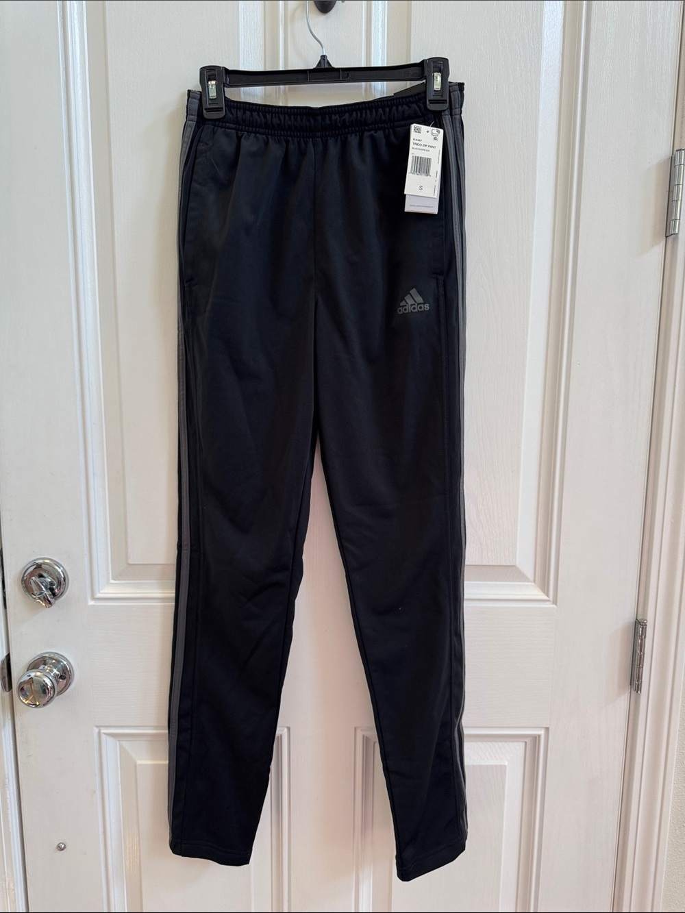 NWT Adidas Training Track Pants Black Grey 3-Stripes Men's Size S